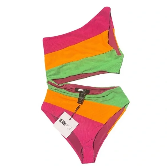 NWT Beach Riot Joyce Stripe Cutout Swimsuit - Picture 2 of 4